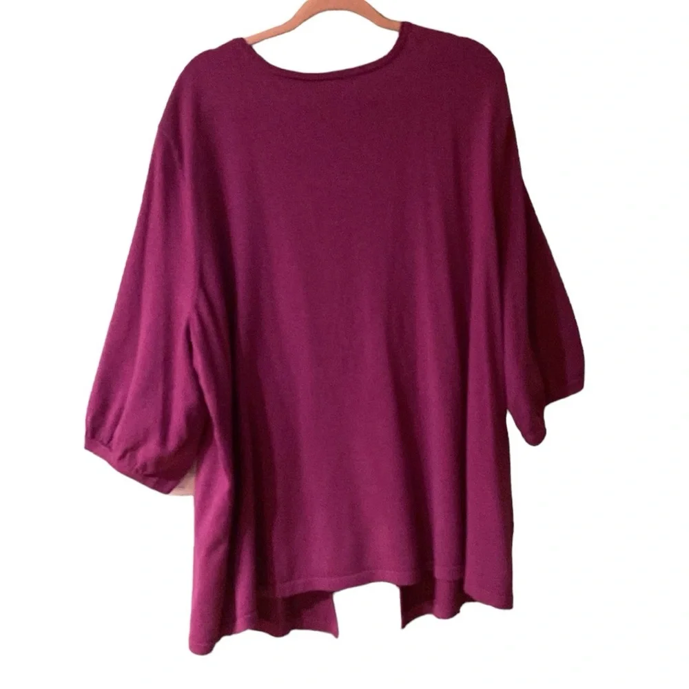 Liz & Me Burgundy Open-Front Sweater - Picture 4 of 4